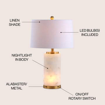 Eliza 25.5" Alabaster LED Table Lamp - JONATHAN Y